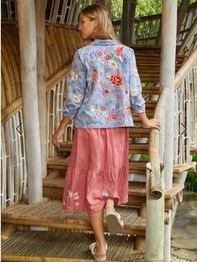 Womens Dusty Rose Tiered Midi Skirt